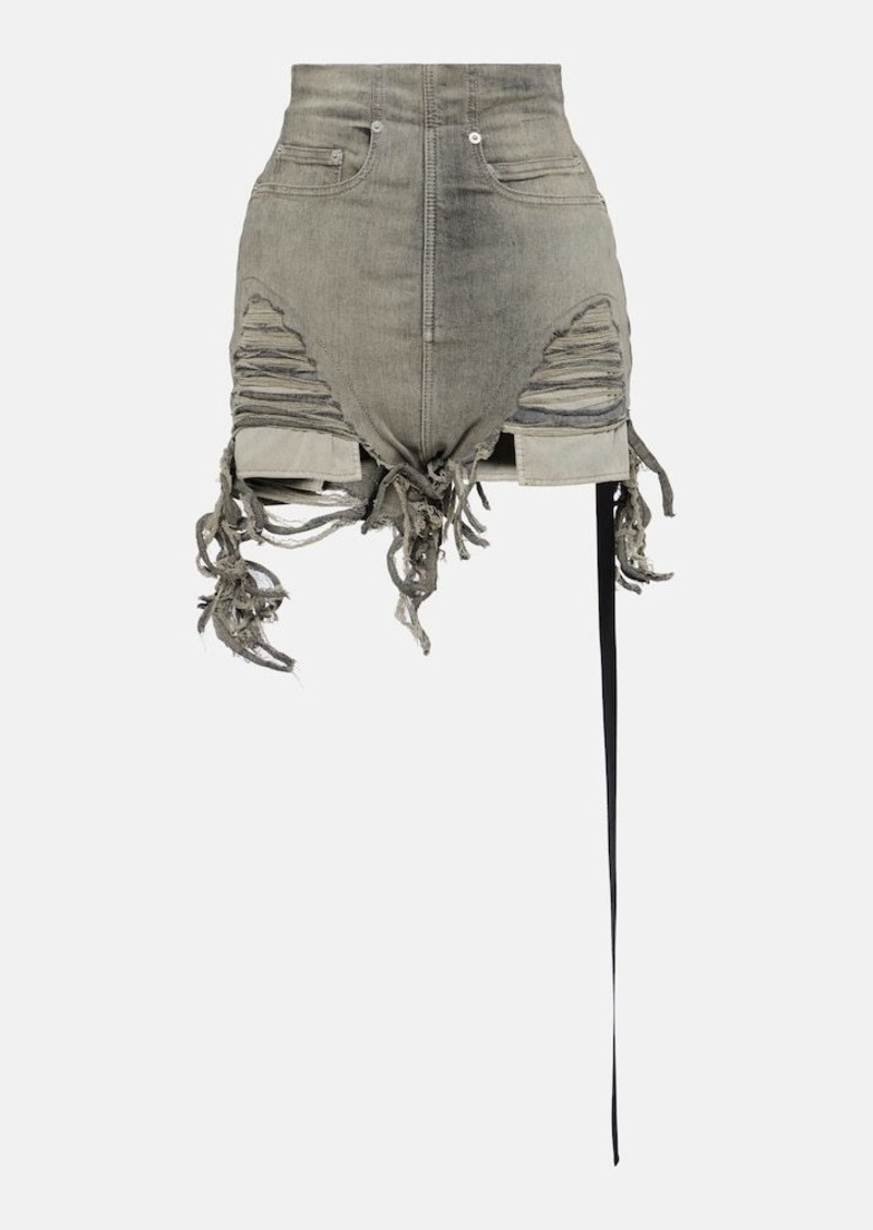 Rick Owens DRKSHDW distressed high-rise denim shorts