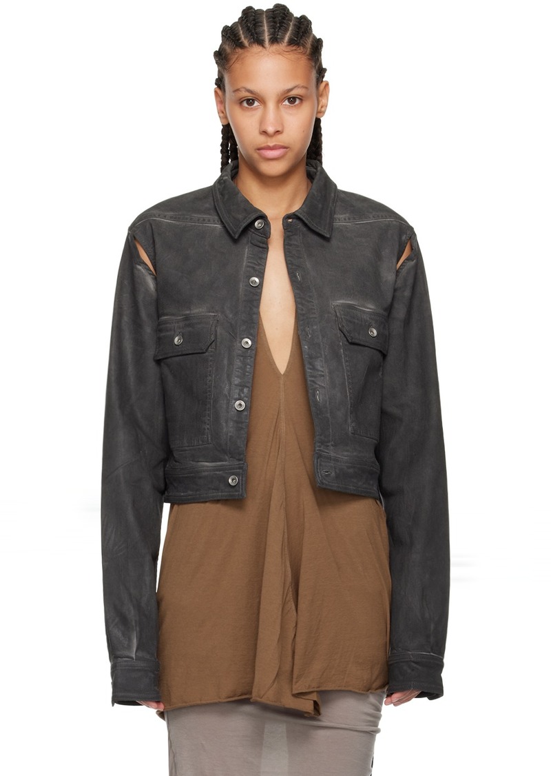 Rick Owens DRKSHDW Gray Cape Sleeve Cropped Denim Jacket