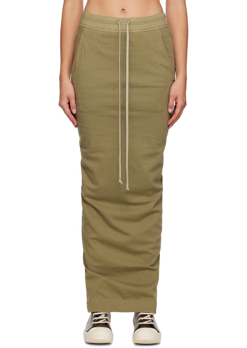 Rick Owens DRKSHDW Khaki Pillar Maxi Skirt