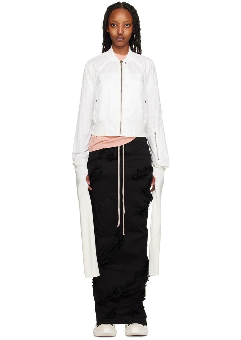 Rick Owens DRKSHDW White Gauntlet Faun Bomber Jacket