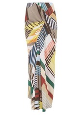 Rick Owens Geometric-print ruched crepe maxi skirt
