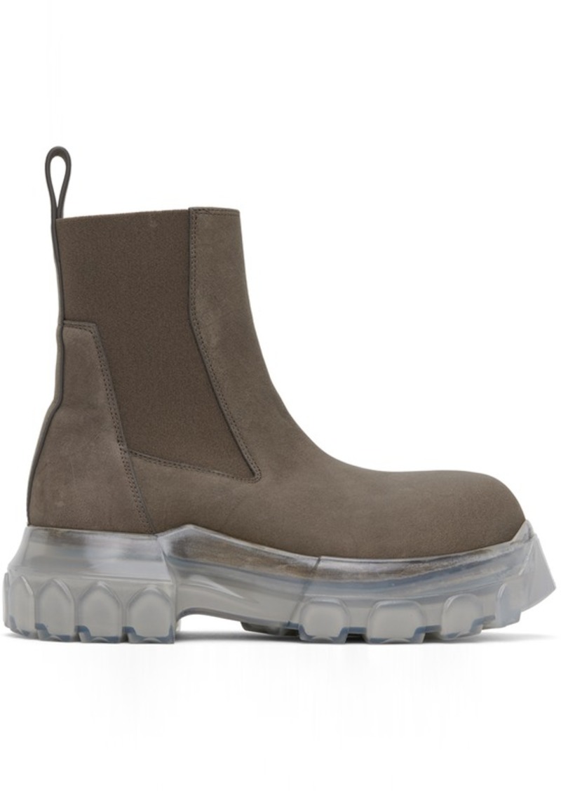 Rick Owens Gray Beatle Bozo Tractor Chelsea Boots