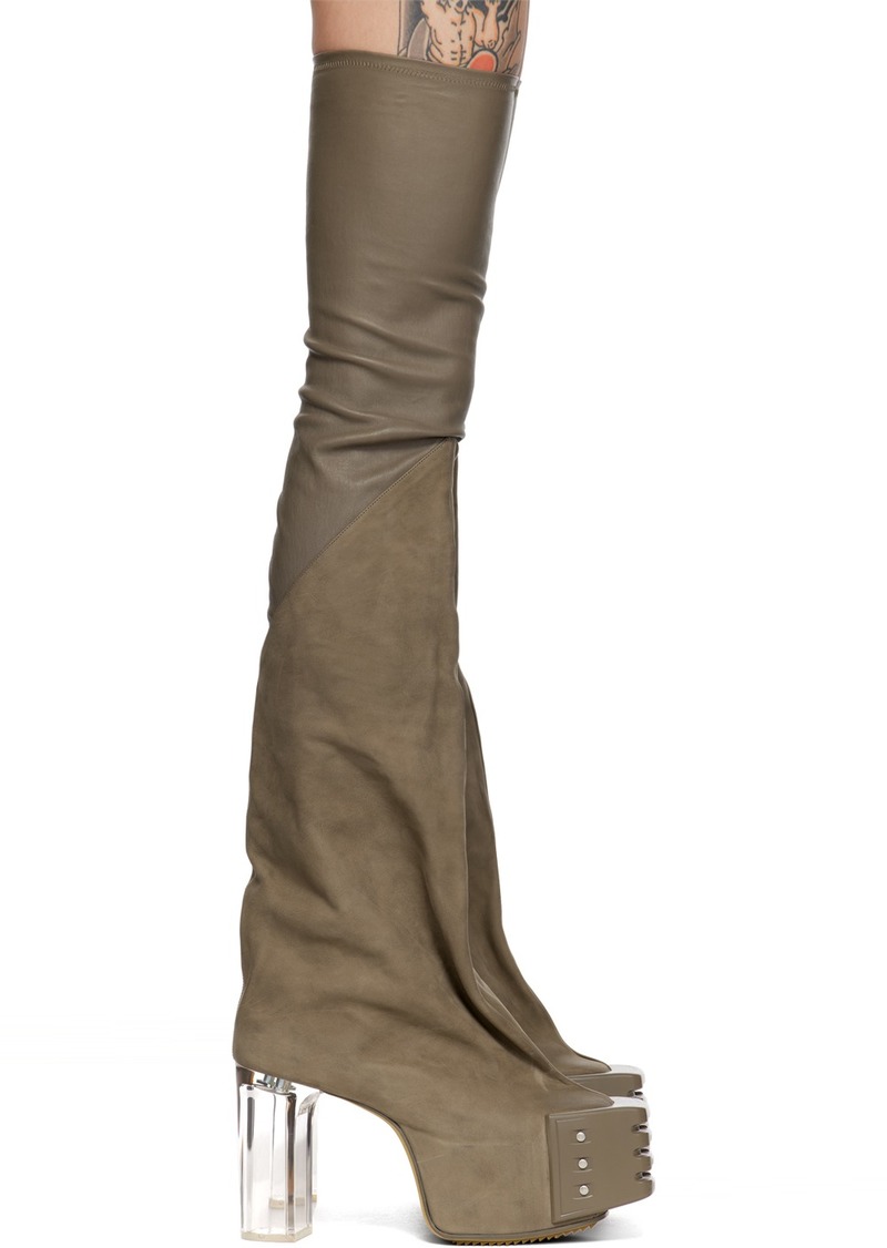 Rick Owens Gray Flared Platform Boots