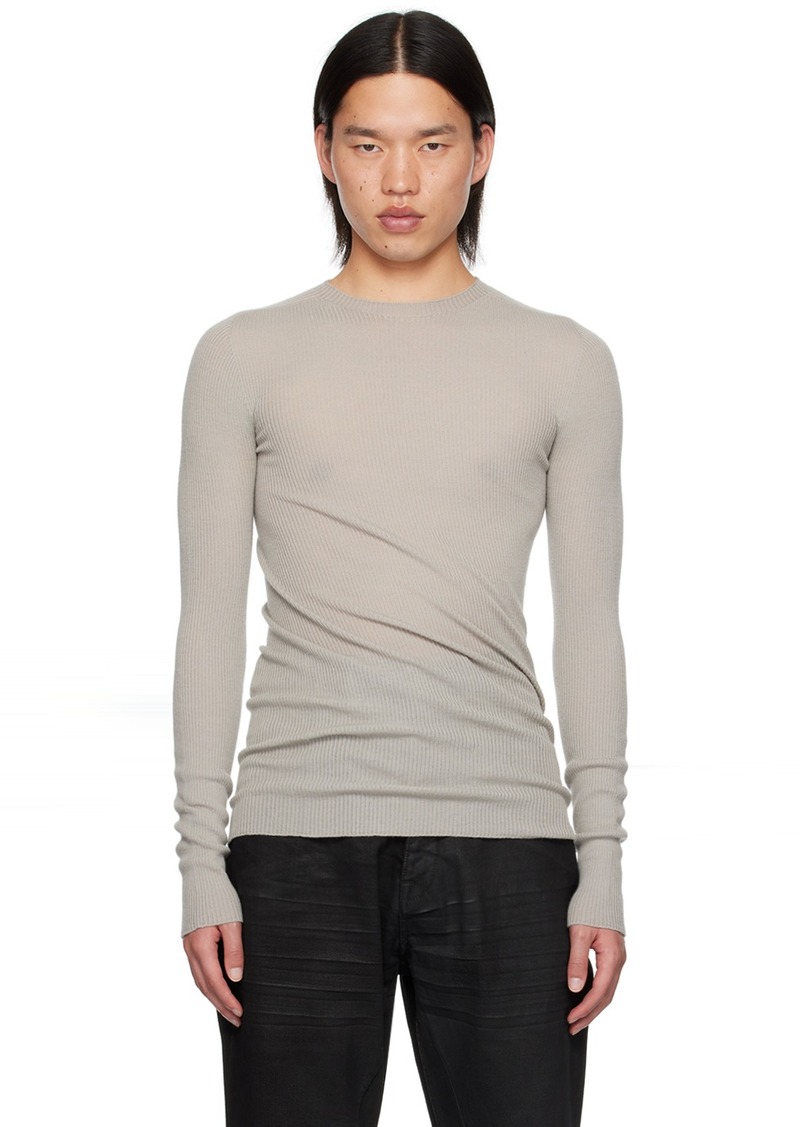 Rick Owens Gray Porterville Ribbed Round Neck Sweater