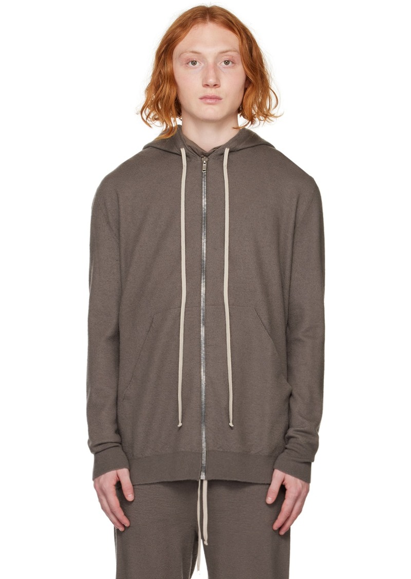 Rick Owens Gray Zip-Up Hoodie