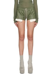 Rick Owens Green Boxer Leather Shorts