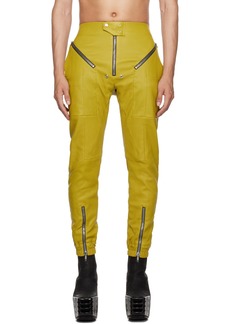 Rick Owens Green Easy Strobe Leather Cargo Pants