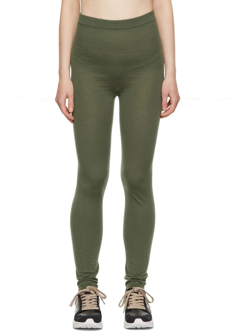 Rick Owens Green Soft Classic Stitch Knit Leggings