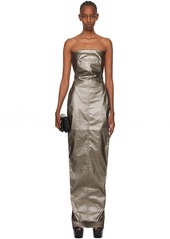 Rick Owens Gunmetal Coated Denim Maxi Dress