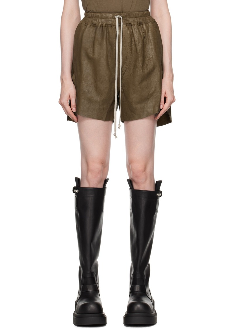 Rick Owens Khaki Porterville Blister Leather Shorts