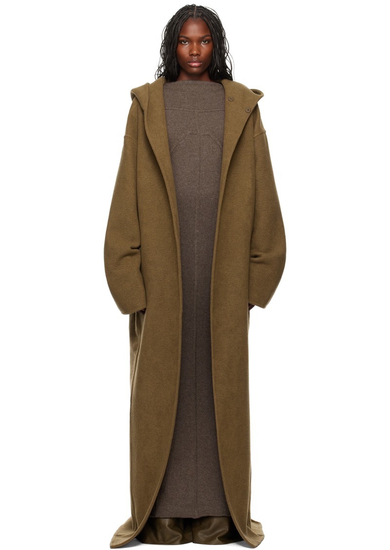 Rick Owens Khaki Porterville Hooded Robe Long Coat