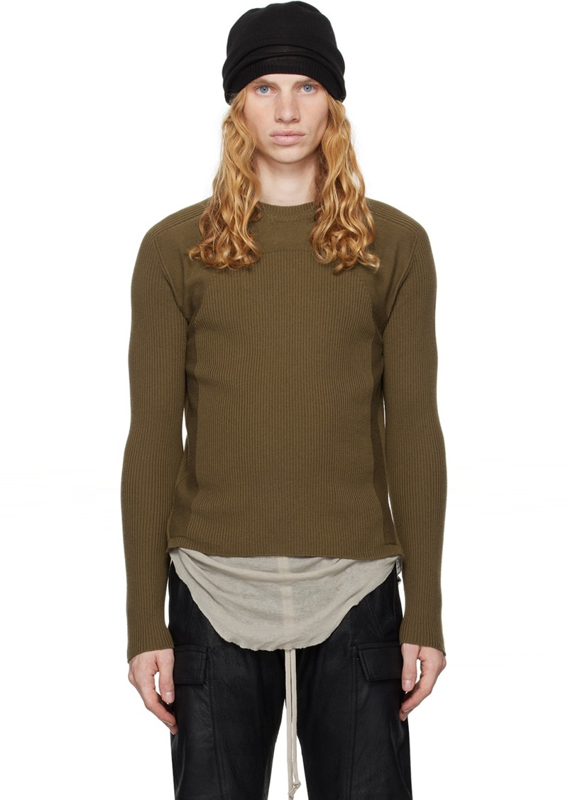 Rick Owens Khaki Porterville Ribbed Geo Sweater