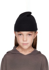 Rick Owens Kids Black Rib Knit Beanie