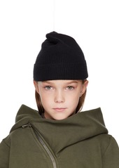 Rick Owens Kids Black Rib Knit Beanie