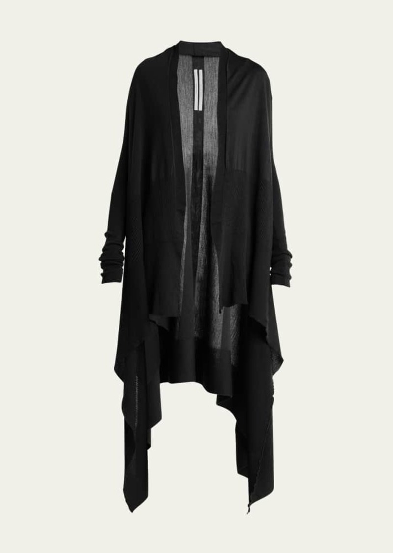 Rick Owens Long Open-Front Wool Wrap Cardigan Sweater