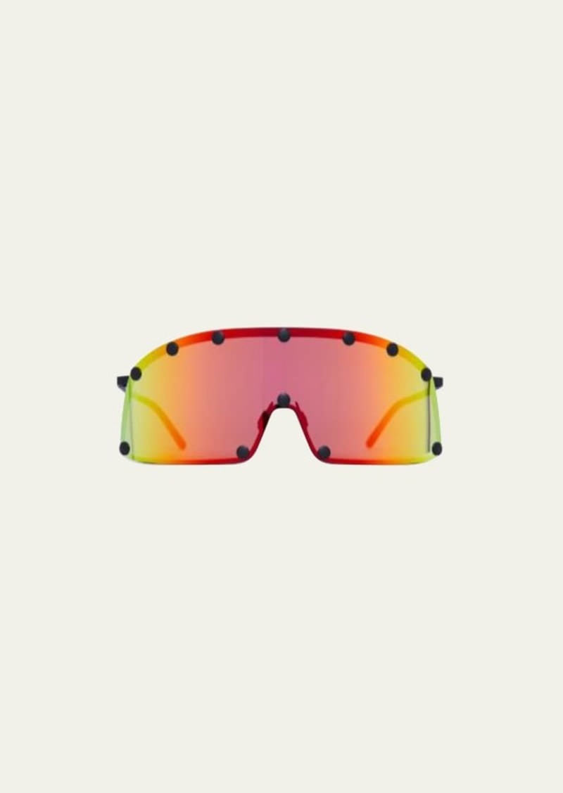 Rick Owens Men's Mirrored Studded Shield Sunglasses