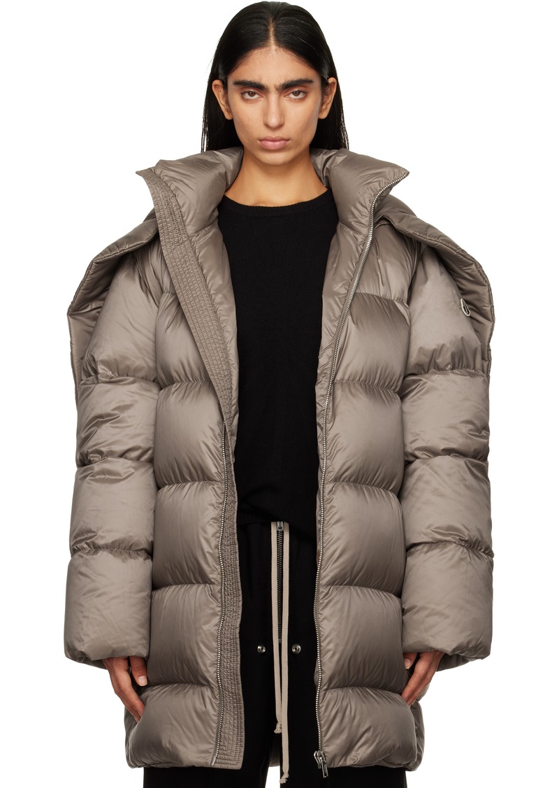 Rick Owens Moncler + Rick Owens Gray Hooded Cyclopic Down Jacket