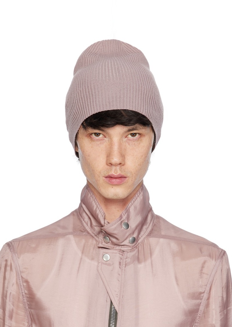 Rick Owens Pink Ribbed Beanie