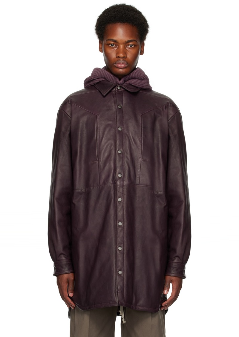 Rick Owens Purple Jumbo Fogpocket Leather Jacket