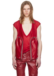 Rick Owens Red Bauhaus Leather Vest