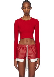 Rick Owens Red Crop Long Sleeve T-Shirt