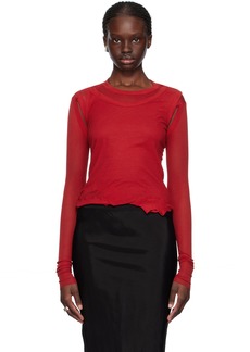 Rick Owens Red Cropped Banana Long Sleeve T-Shirt