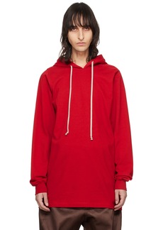 Rick Owens Red Drawstring Hoodie