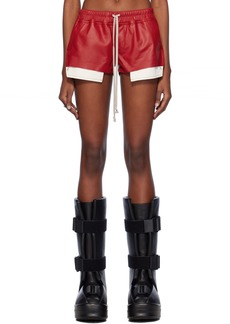 Rick Owens Red Fog Boxer Leather Shorts