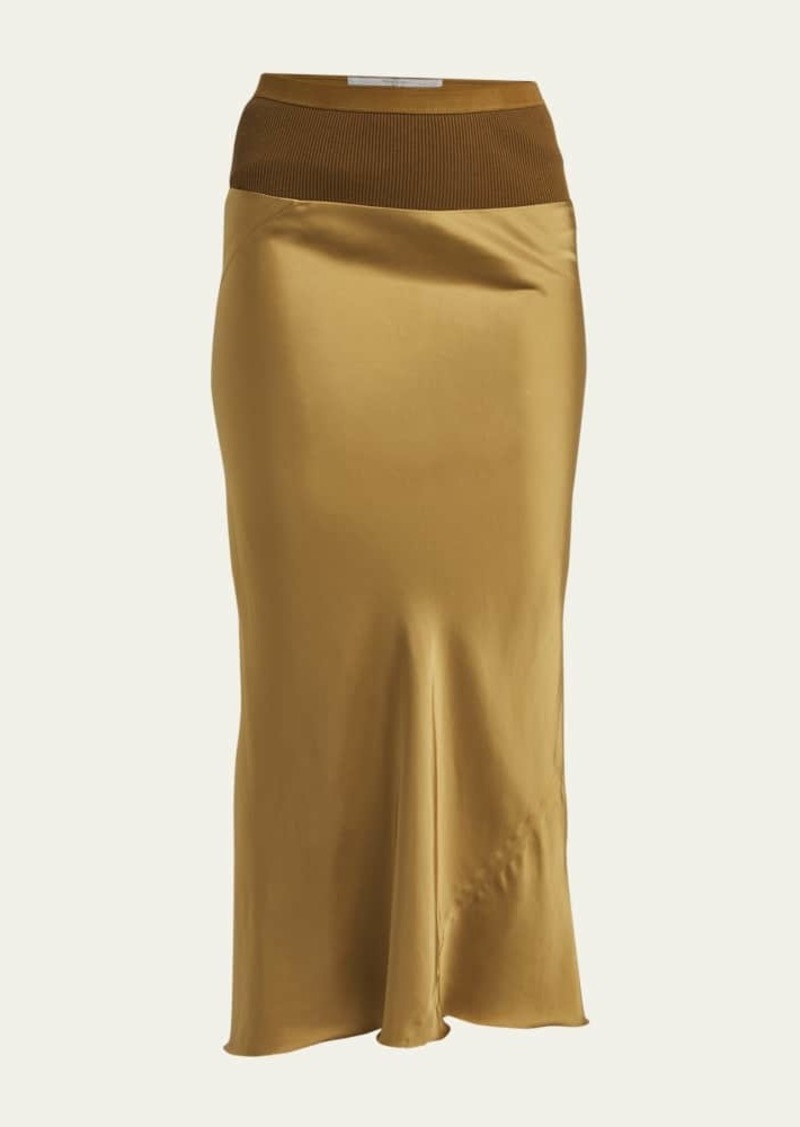 Rick Owens Satin Bias Midi Skirt