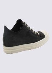 RICK OWENS BLACK AND MILK LEATHER SNEAKERS