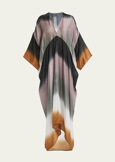 Rick Owens Striped V-Neck Long-Sleeve Flowy Maxi Dress