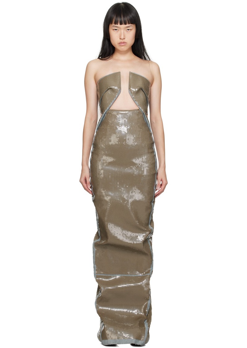 Rick Owens Tan & Blue Prong Denim Maxi Dress