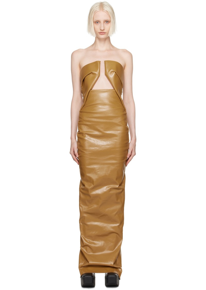 Rick Owens Tan Porterville Prong Denim Maxi Dress