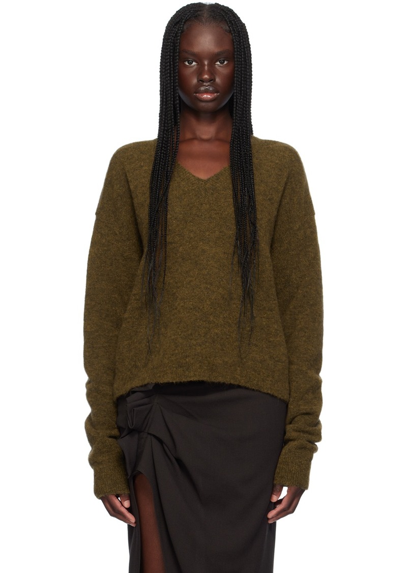 Rick Owens Tan Porterville Tommy V-Neck Sweater