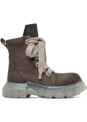 Rick Owens Taupe Jumbo Laced Bozo Tractor Boots