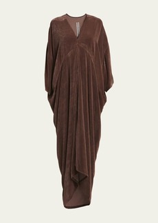 Rick Owens V-Neck Velvet Caftan Gown