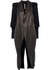 Rick Owens Woman Batwing Jersey-paneled Leather Coat Black