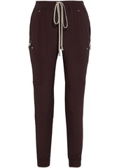 Rick Owens - Gathered crepe de chine skinny pants - Burgundy - IT 46