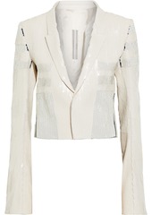 Rick Owens Woman Tecuatl Cropped Sequined Cotton Jacket Ivory