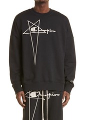 RICK OWENS X CHAMPION Men's Embroidered Logo Organic Cotton Sweatshirt in Black at Nordstrom