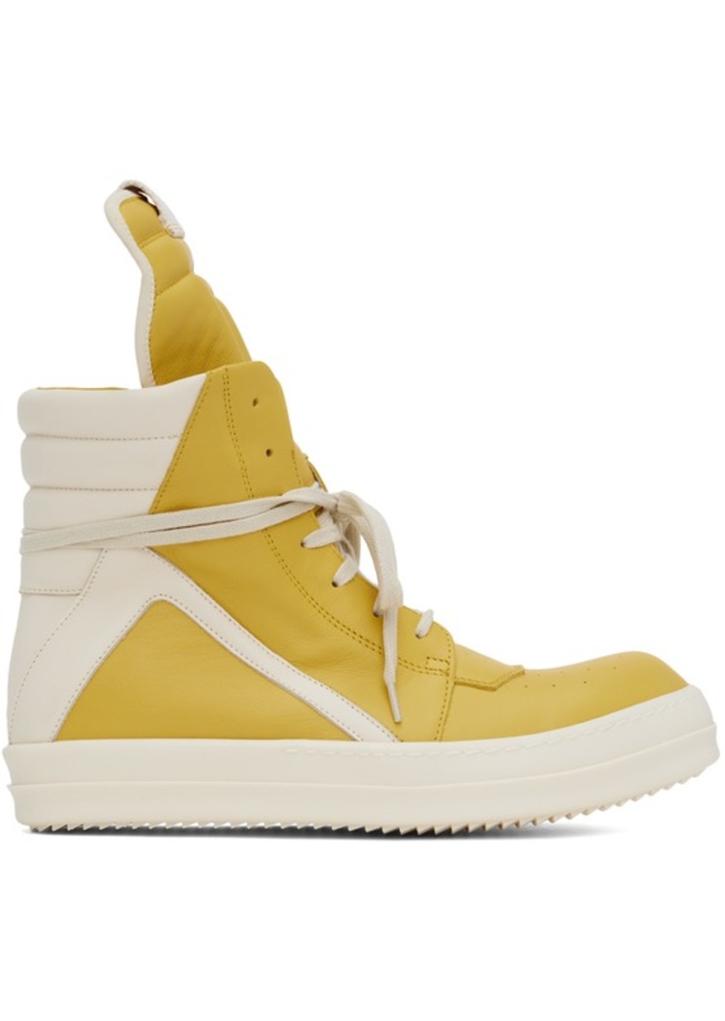 Rick Owens Yellow & White Porterville Geobasket Sneakers