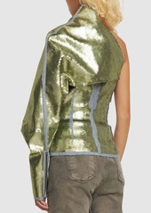 Rick Owens Sequined Denim One Shoulder Top