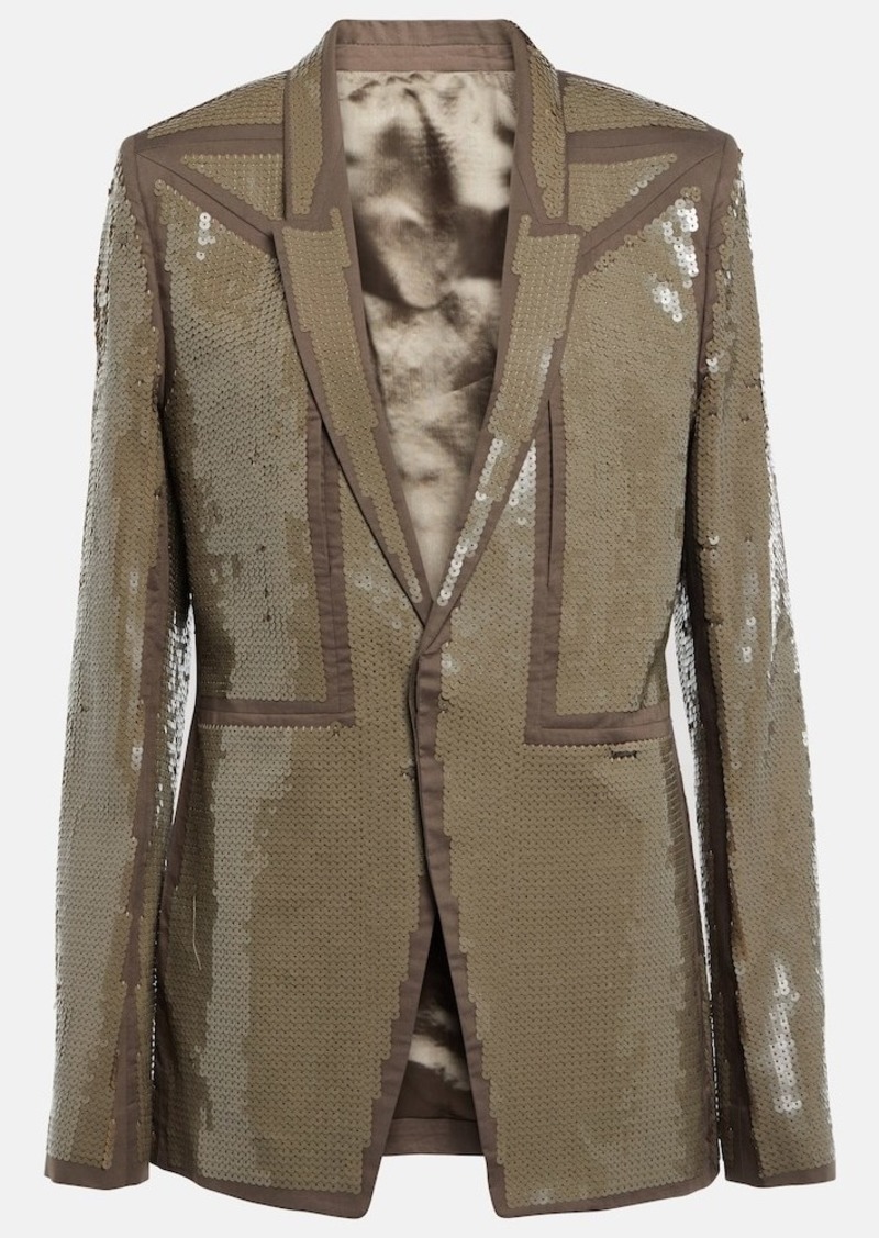 Rick Owens Sequined single-breasted cotton blazer