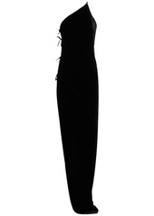 Rick Owens Taco Lace-up Velvet Long Dress W/cutout