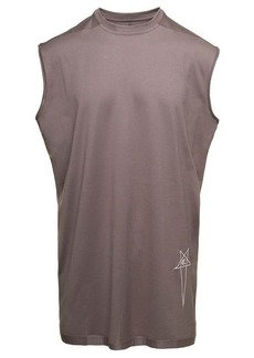Rick Owens 'Tarp T' Grey Sleeveless Top with Small Pentagram Embroidery in Cotton Man