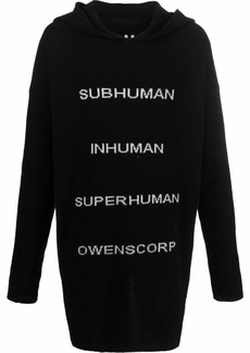 Rick Owens Tommy knitted-text hoodie