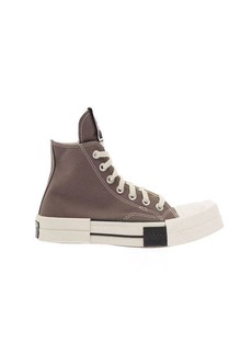 Rick Owens 'Turbodrk' Dark Grey High-Top Sneakers with Chunky Sole in Canvas Man