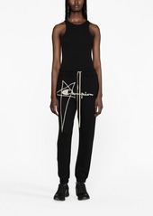 Rick Owens logo-embroidered cotton track pants