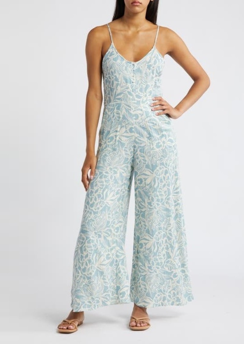 Rip Curl Chambray Floral Print Jumpsuit