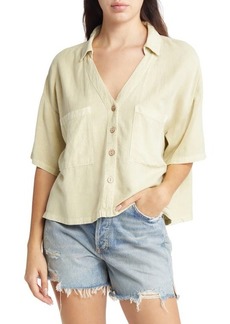 Rip Curl Crop Button-Up Shirt in Off White at Nordstrom